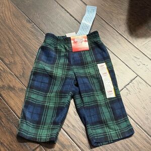 Wonderland Plaid Baby fleece Pants in Green and Blue